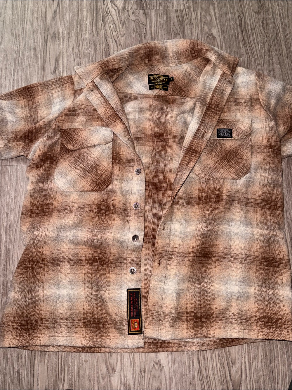 Pendleton Tan and Brown Plaid Wool Shirt Jacket